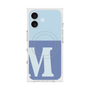 プレミアムスクエアケース with MagSafe［ オリジナル - initial two tone - M blue ］