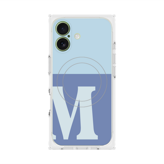 プレミアムスクエアケース with MagSafe［ オリジナル - initial two tone - M blue ］