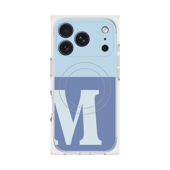 プレミアムスクエアケース with MagSafe［ オリジナル - initial two tone - M blue ］