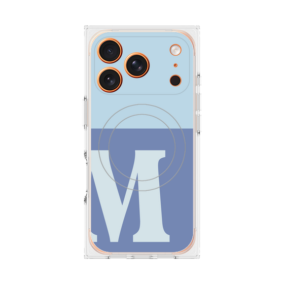 プレミアムスクエアケース with MagSafe［ オリジナル - initial two tone - M blue ］