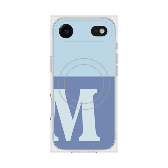 プレミアムスクエアケース with MagSafe［ オリジナル - initial two tone - M blue ］
