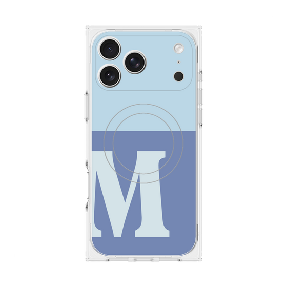 プレミアムスクエアケース with MagSafe［ オリジナル - initial two tone - M blue ］