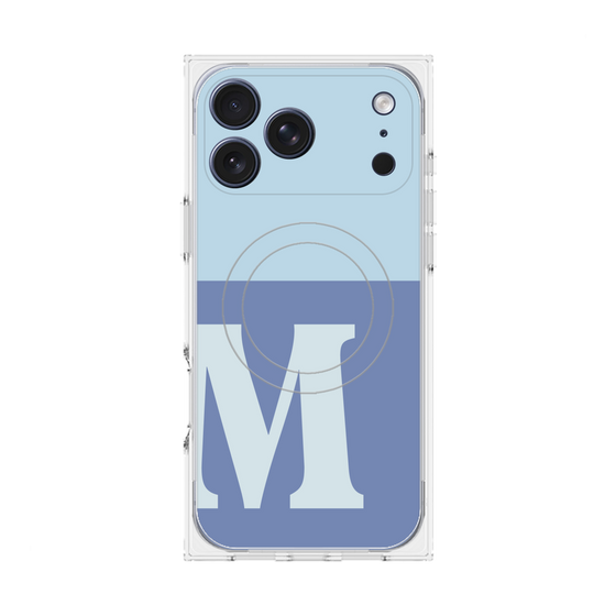 プレミアムスクエアケース with MagSafe［ オリジナル - initial two tone - M blue ］