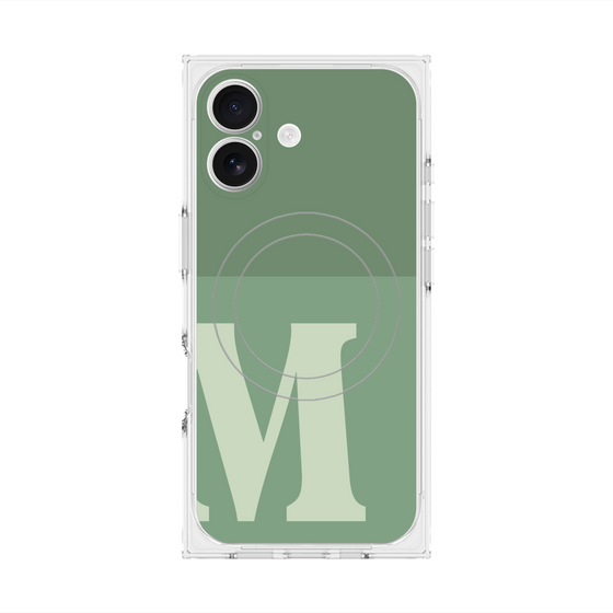 プレミアムスクエアケース with MagSafe［ オリジナル - initial two tone - M green ］