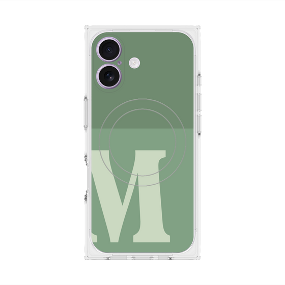 プレミアムスクエアケース with MagSafe［ オリジナル - initial two tone - M green ］