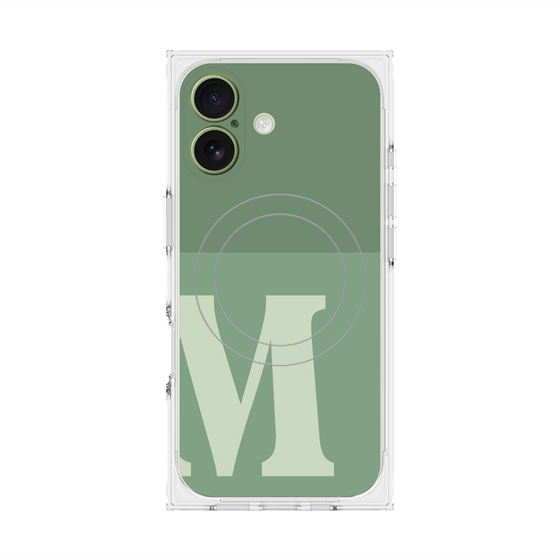 プレミアムスクエアケース with MagSafe［ オリジナル - initial two tone - M green ］