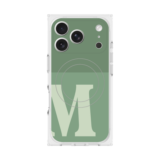 プレミアムスクエアケース with MagSafe［ オリジナル - initial two tone - M green ］