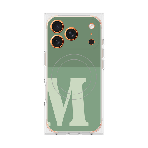 プレミアムスクエアケース with MagSafe［ オリジナル - initial two tone - M green ］
