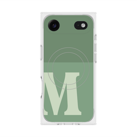 プレミアムスクエアケース with MagSafe［ オリジナル - initial two tone - M green ］