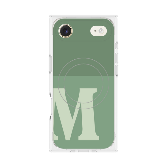 プレミアムスクエアケース with MagSafe［ オリジナル - initial two tone - M green ］