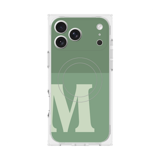 プレミアムスクエアケース with MagSafe［ オリジナル - initial two tone - M green ］