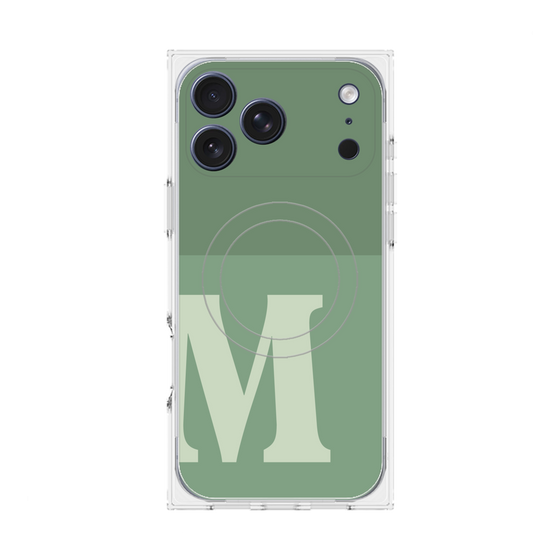 プレミアムスクエアケース with MagSafe［ オリジナル - initial two tone - M green ］