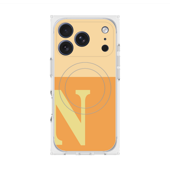 プレミアムスクエアケース with MagSafe［ オリジナル - initial two tone - N orange ］