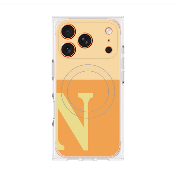 プレミアムスクエアケース with MagSafe［ オリジナル - initial two tone - N orange ］