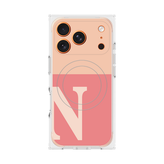 プレミアムスクエアケース with MagSafe［ オリジナル - initial two tone - N pink ］