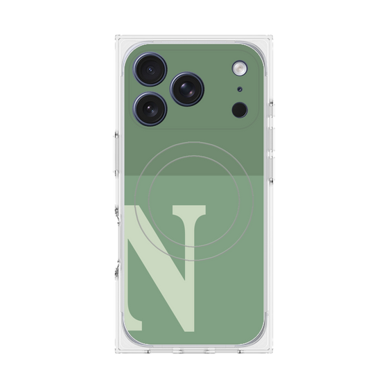 プレミアムスクエアケース with MagSafe［ オリジナル - initial two tone - N green ］