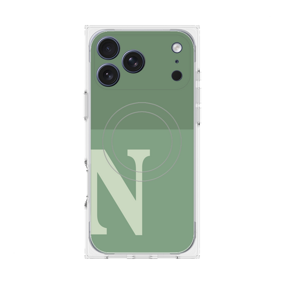 プレミアムスクエアケース with MagSafe［ オリジナル - initial two tone - N green ］