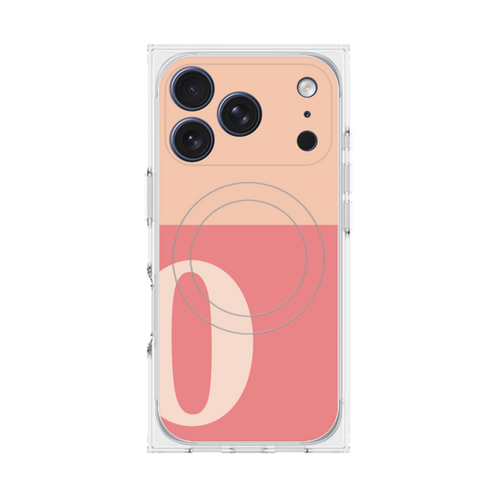 プレミアムスクエアケース with MagSafe［ オリジナル - initial two tone - O pink ］
