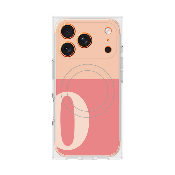 プレミアムスクエアケース with MagSafe［ オリジナル - initial two tone - O pink ］