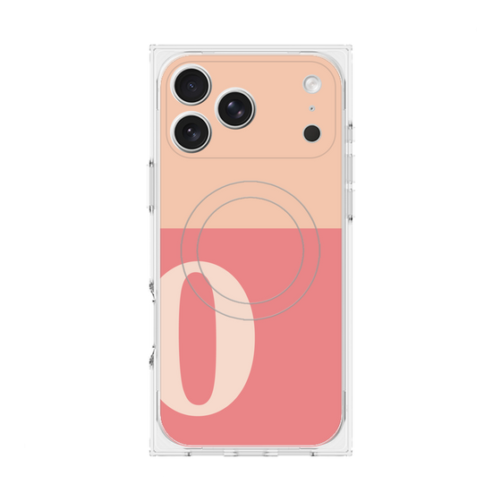 プレミアムスクエアケース with MagSafe［ オリジナル - initial two tone - O pink ］