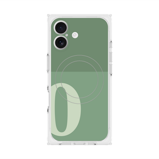 プレミアムスクエアケース with MagSafe［ オリジナル - initial two tone - O green ］