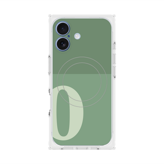 プレミアムスクエアケース with MagSafe［ オリジナル - initial two tone - O green ］