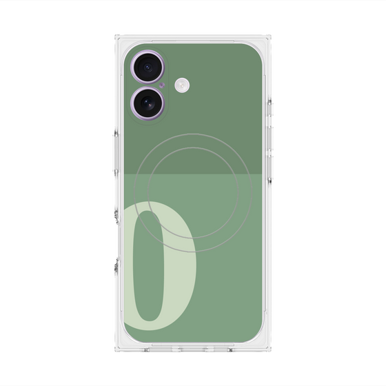 プレミアムスクエアケース with MagSafe［ オリジナル - initial two tone - O green ］