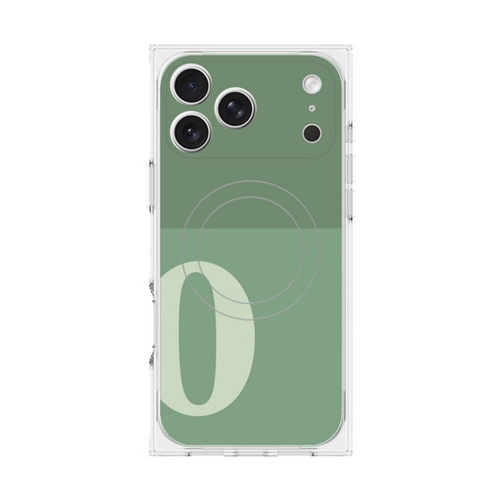 プレミアムスクエアケース with MagSafe［ オリジナル - initial two tone - O green ］