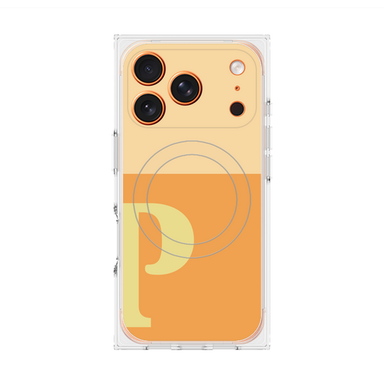 プレミアムスクエアケース with MagSafe［ オリジナル - initial two tone - P orange ］