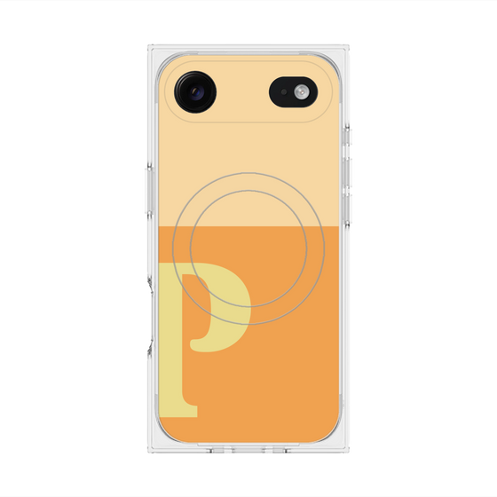 プレミアムスクエアケース with MagSafe［ オリジナル - initial two tone - P orange ］