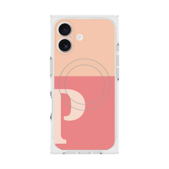 プレミアムスクエアケース with MagSafe［ オリジナル - initial two tone - P pink ］