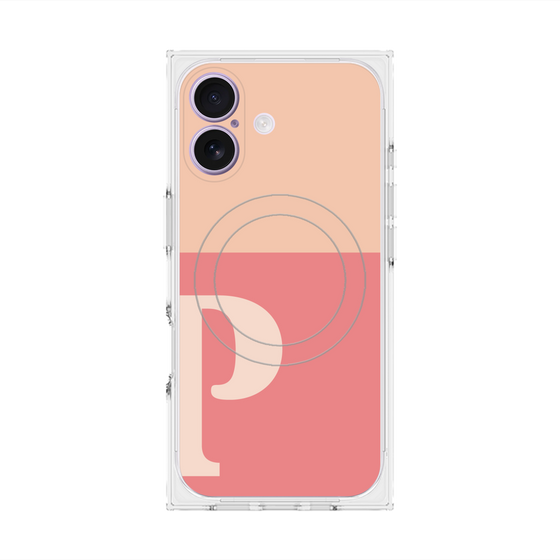 プレミアムスクエアケース with MagSafe［ オリジナル - initial two tone - P pink ］