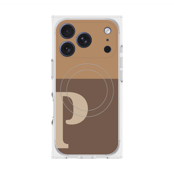 プレミアムスクエアケース with MagSafe［ オリジナル - initial two tone - P brown ］