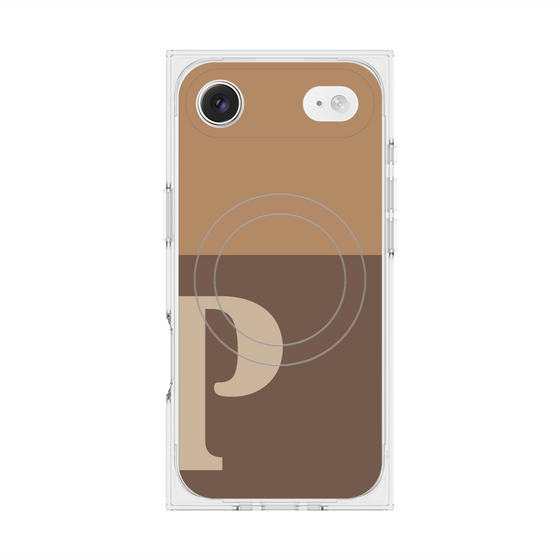 プレミアムスクエアケース with MagSafe［ オリジナル - initial two tone - P brown ］