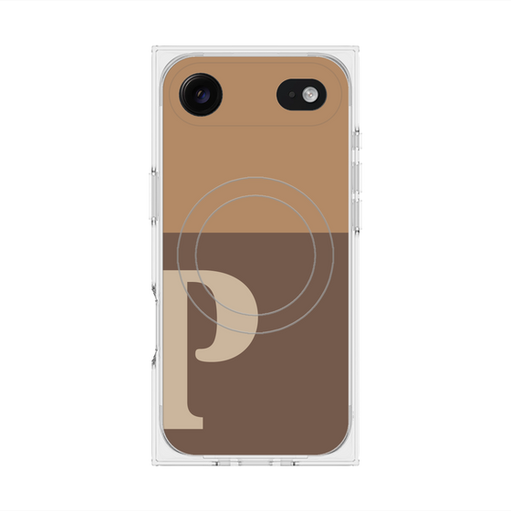 プレミアムスクエアケース with MagSafe［ オリジナル - initial two tone - P brown ］