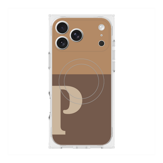 プレミアムスクエアケース with MagSafe［ オリジナル - initial two tone - P brown ］