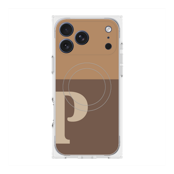 プレミアムスクエアケース with MagSafe［ オリジナル - initial two tone - P brown ］