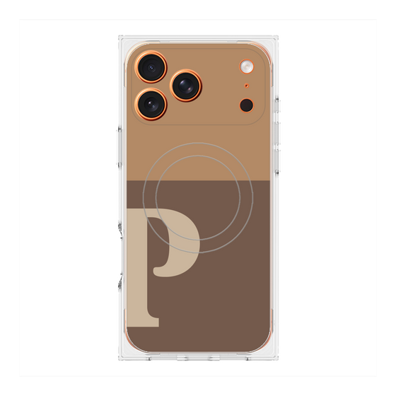 プレミアムスクエアケース with MagSafe［ オリジナル - initial two tone - P brown ］