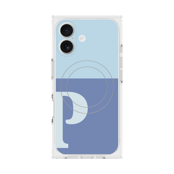 プレミアムスクエアケース with MagSafe［ オリジナル - initial two tone - P blue ］