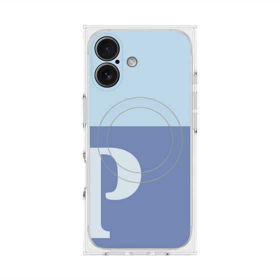 プレミアムスクエアケース with MagSafe［ オリジナル - initial two tone - P blue ］