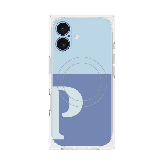 プレミアムスクエアケース with MagSafe［ オリジナル - initial two tone - P blue ］