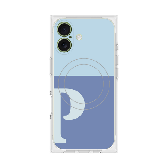 プレミアムスクエアケース with MagSafe［ オリジナル - initial two tone - P blue ］