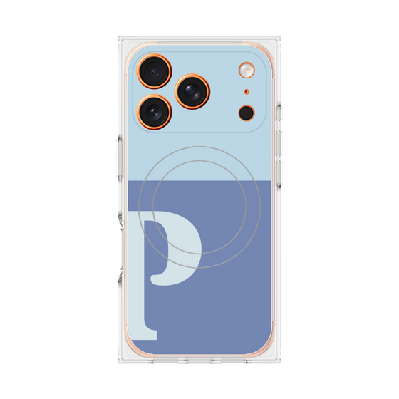 プレミアムスクエアケース with MagSafe［ オリジナル - initial two tone - P blue ］