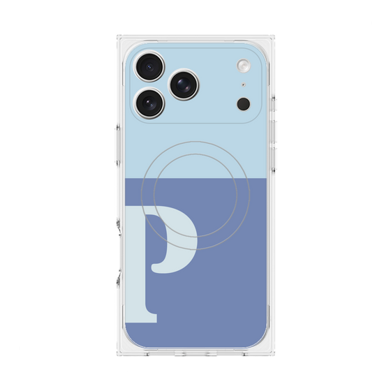 プレミアムスクエアケース with MagSafe［ オリジナル - initial two tone - P blue ］