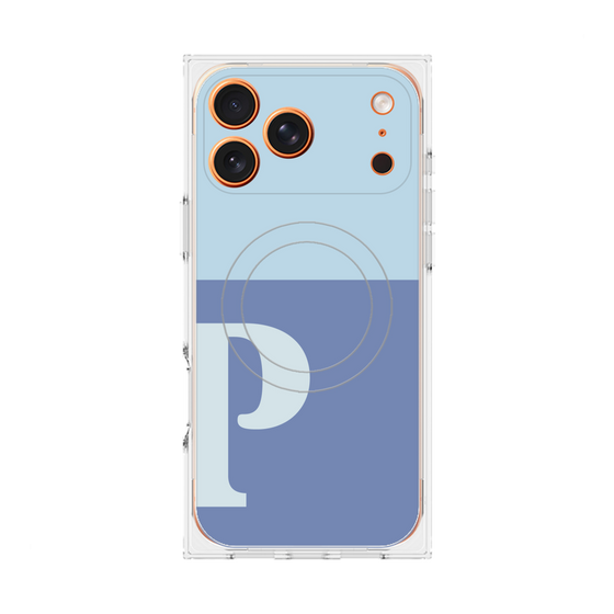 プレミアムスクエアケース with MagSafe［ オリジナル - initial two tone - P blue ］