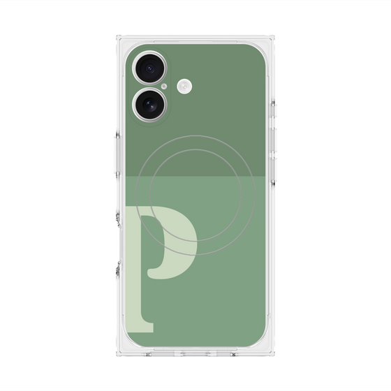 プレミアムスクエアケース with MagSafe［ オリジナル - initial two tone - P green ］