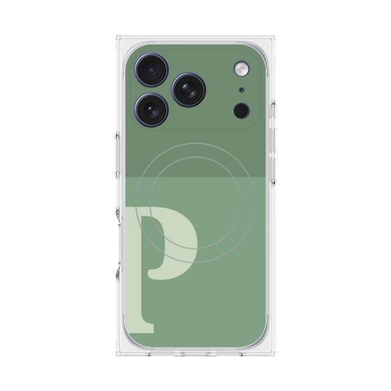 プレミアムスクエアケース with MagSafe［ オリジナル - initial two tone - P green ］