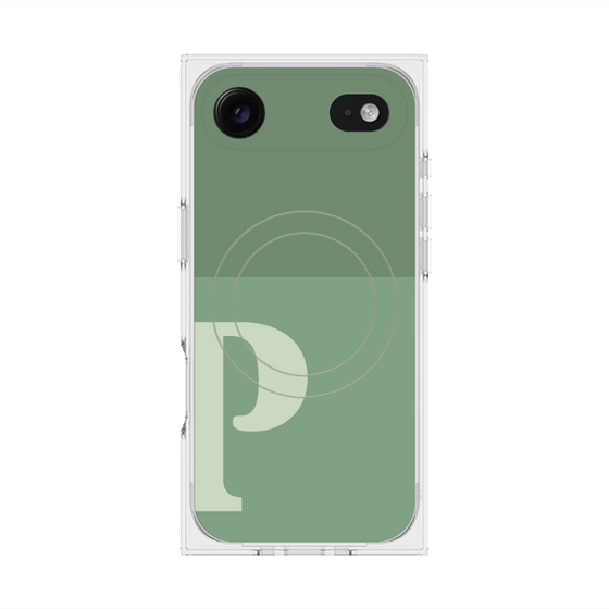 プレミアムスクエアケース with MagSafe［ オリジナル - initial two tone - P green ］