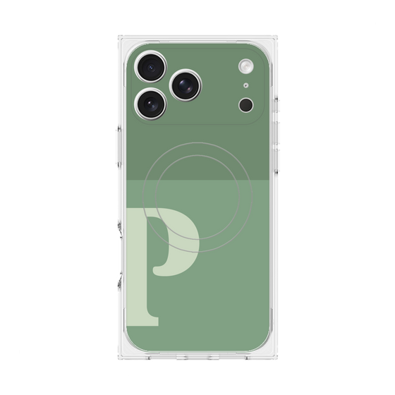 プレミアムスクエアケース with MagSafe［ オリジナル - initial two tone - P green ］