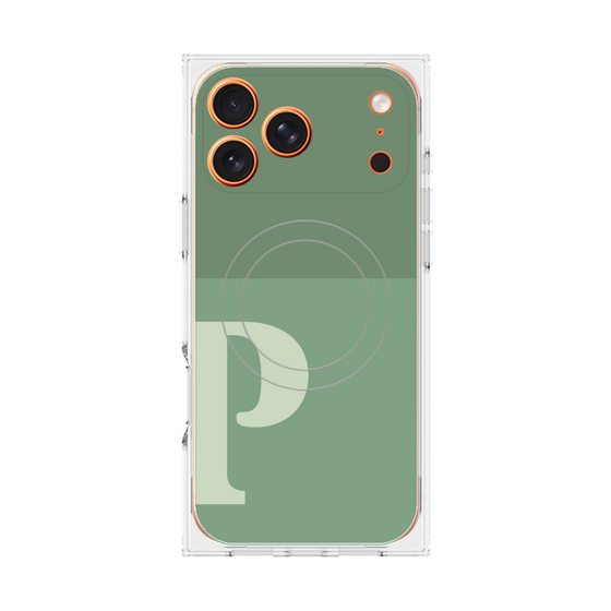 プレミアムスクエアケース with MagSafe［ オリジナル - initial two tone - P green ］